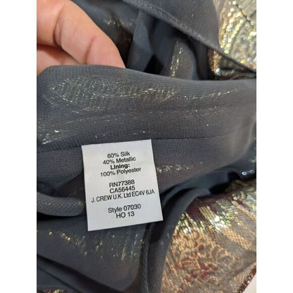 J. Crew Silk Blend Tank Women Metallic Foil Sleeveless Flowy V-Neck Sz 0 - Picture 5 of 8